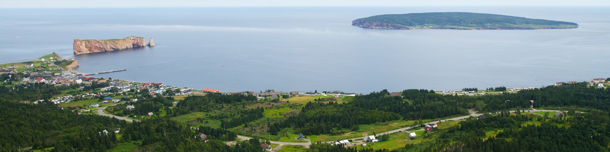 Aerial view, landscape, Percé Rock